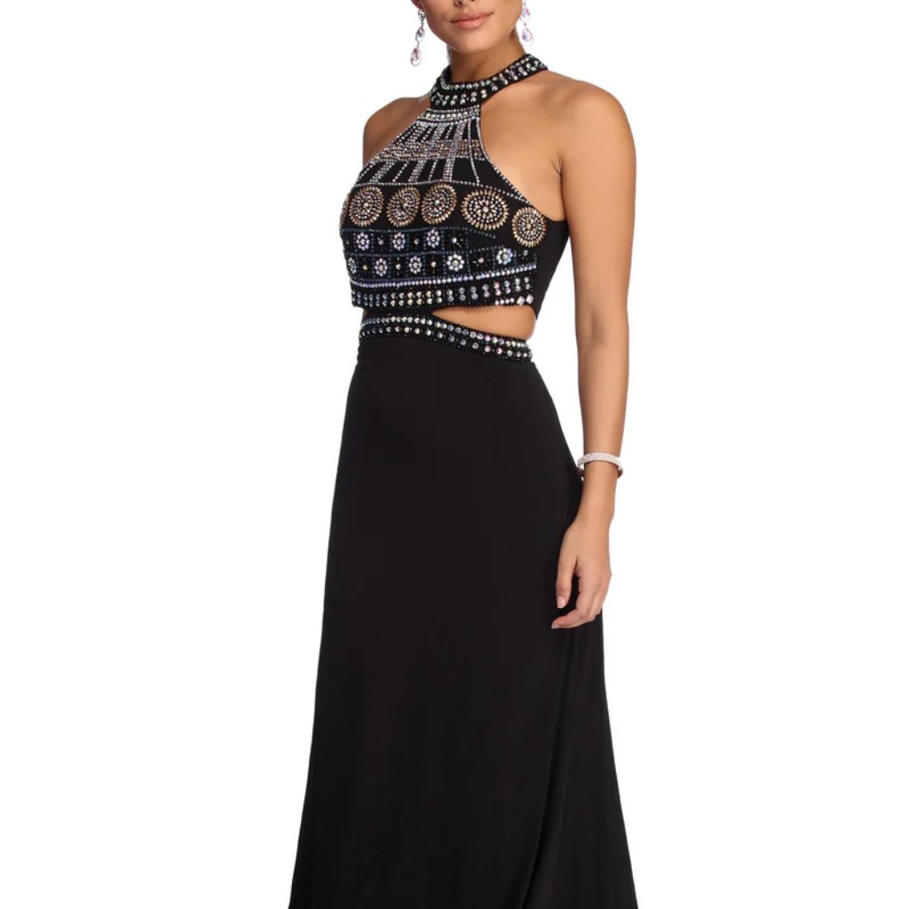 Anny Lee Two Piece Prom Dress, Floor-Length, Heavily Embellished Size S